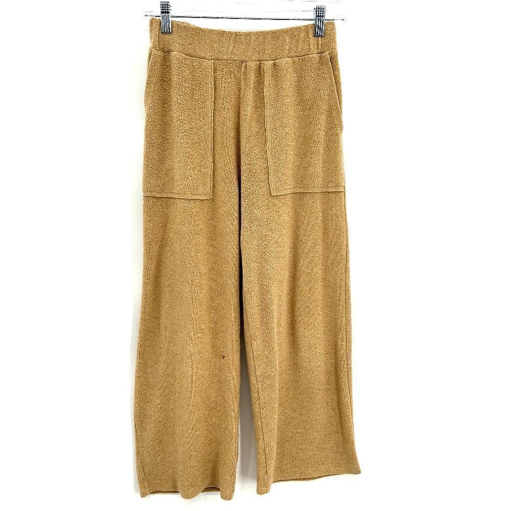 MADEWELL MWL Brown Teddy Super Soft Wide Leg Stretch Waist Loungewear Pants XS